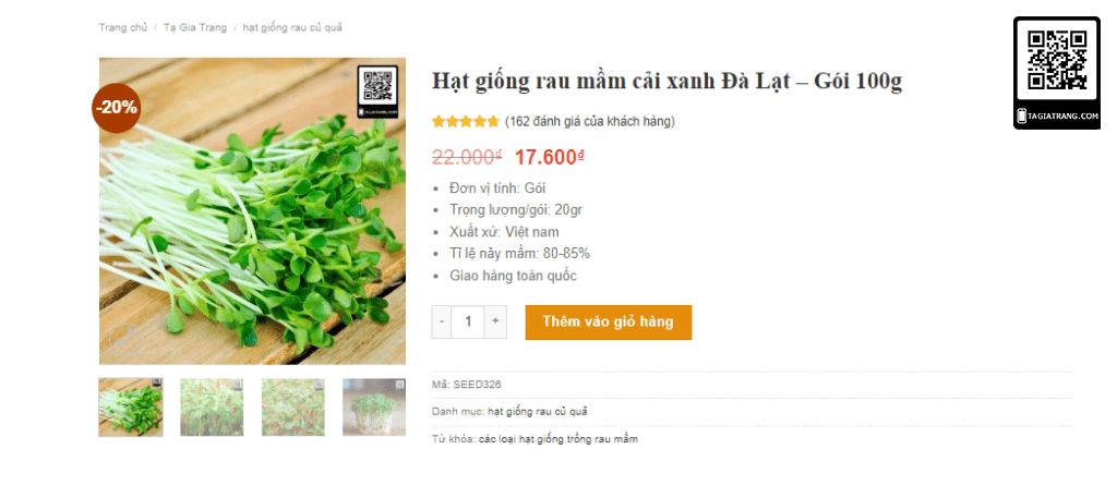 Hat giong rau cai xanh Ta Gia Trang